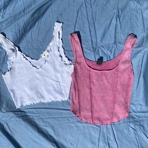 Two tanks tops, white and pink
